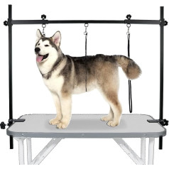 LEIBOU H-Shape Pet Grooming Table with Sling and Clamp for Dogs and Cats, Sturdy Aluminium Alloy Frame, Height Adjustable from 95cm to 119cm