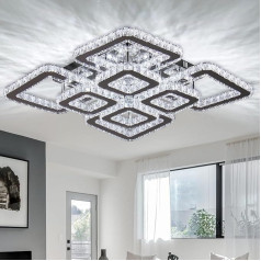 Modern LED griestu gaisma Kristāla lustra Celtniecības gaisma 8 gaismas Kvadrātveida lustra ēdamistabai Dzīvojamā istaba Cool White, Diametrs 50 cm