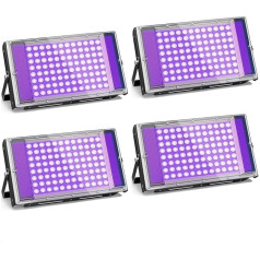 GKT 4 x 100 W LED melnā gaisma, melnās gaismas prožektors, IP66 ūdensizturīgs, melnā gaisma ar kontaktdakšu, piemērots Helovīnam, ķermeņa apgleznošanai, fluorescējošam plakātam, svētku dekorēšanai, Ziemassvētkiem