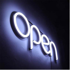 MISUMOR Gaismas zīmes Open Sign LED, LED neona zīme restorānam, bāram, veikalam, veikalam, naktsklubam, Open Sign sienas LED nakts apgaismojums ar vairākiem mirgošanas režīmiem, ideāls 24 V/1 A barošanas avots