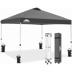 EAGLE PEAK 3 x 3 m Pop-up Gazebo, Waterproof Folding Gazebo, Garden Tent, Market, Festival, Sun Protection, with Carry Bag with Wheels (Grey)