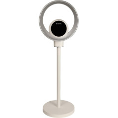 Be Cool Design grīdas ventilators ar WiFi - neredzams lāpstiņu LED apgaismojums, skārienvadības panelis + LCD, gaisa attīrīšanas funkcija ar gaisa kvalitātes displeju, 35 W, 9 ātrumi, WiFi caur Tuya App