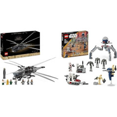 LEGO 10327 Icons Dune Atreides Royal Ornithopter, kolekcionējams komplekts un Star Wars klonu bruņinieku un kaujas droidu kaujas komplekts, rotaļlieta bērniem ar uzbūvējamu spīdera motociklu