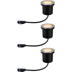 Paulmann 94717 Plug & Shine LED āra apgaismojums, iebūvēts grīdas gaismeklis, 3 gaismekļu komplekts, kukaiņiem draudzīgs, IP67, 2200 K, 3 x 4,5 W, antracīts, apaļš, metāls