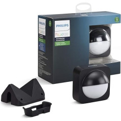 Philips Hue āra kustības detektors melnbaltā krāsā, integrēts viedā mājoklī, uzlabota drošība