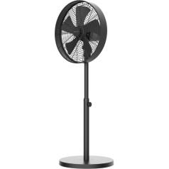 Newlux - W1250 Grīdas ventilators ar 5 lāpstiņām, 40 cm diametra, 3 ātrumiem un vara motoru, grīdas ventilators ar 90 grādu svārstību, 80 grādu slīpumu un regulējamu augstumu līdz 125 cm (melns)