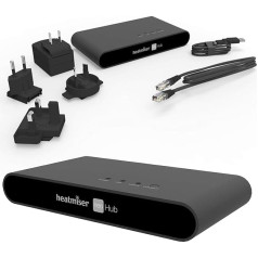 Heatmiser NeoHub Gen2. Centrālais mezgls ir saderīgs ar visiem NeoSeries modeļiem, neoStat, neoStat-e, neoStat-hw, neoAir un neoPlug Alexa Control Apple Home Kit WiFi kopā ar Smart Plug.