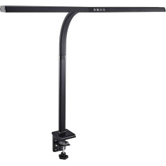 FeinTech LTL00321E Galda lampa Clampable 80 cm LED Dimmable Screenbar ar īpaši lielu gaismas virsmu galda aizpildīšanas gaismai melns