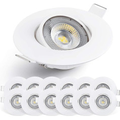 EMOS LED iebūvēts prožektors 230 V, 5 W / 450 lm, 50° pagrieziena leņķis, neitrāli balta, 4000 K, iebūvēts prožektors, plakana 68 mm cauruma izmērs, 12 LED prožektoru komplekts, 230 V, apaļš (krāsa: balta)