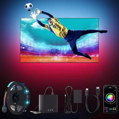 BDFFLY 5M TV LED apgaismojums HDMI sinhronizācijai ar televizoriem, LED TV fona apgaismojuma komplekts 55-85 collu televizoriem, 1080P @ 60Hz, atbalsta 12V/1A, spilgtas krāsu maiņas gaismas televizoram, datoram, spēlēm, lietotņu kontrolei