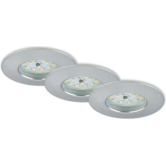 BRILONER Leuchten 7295-039 LED padziļinājumā iebūvējamās gaismas, 3 lampas, katra 6,5 W, 570 lūmenu, 3000 Kelvīnu, IP44, alumīnija, 75 x 28 mm (DxH), 7295-039