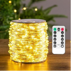 PCORES 100M 1000 LED silti balta sudraba string Lights ar tālvadības pulti - iekštelpu āra sērijveida apgaismojums guļamistabai, viesistabai, terasei, verandai, dārzam, Ziemassvētku eglītei