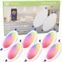 GY LED iegremdējamie starmeši, 230 V, plakani, dimmējami, 7 W, 500 lm, viedie iegremdējamie gaismekļi, griestu starmeši, saderīgi ar Alexa/Google Home, RGB Warm White Cool White iegremdējamie starmeši dzīvojamām telpām