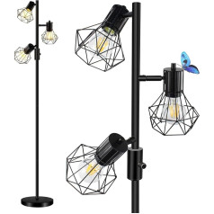 HiBay LED stāvlampa ar regulējamu apgaismojumu, industriāla lauku stāvlampa, 3 spuldzes, melna stāvlampa ar 3 x 8 W 800 LM E27 lampas lasīšanas lampa dzīvojamai istabai, guļamistabai, birojam