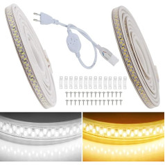 FOLGEMIR 30 m LED lente - silti balta, 5630 SMD 180 LED/m lente, ļoti spilgts apgaismojums, IP65 ūdensizturīga gaismas caurule, 220 V 230 V LED lente mājas, virtuves, dārza, ballīšu dekorēšanai (DIY)