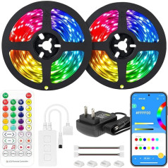 BTF-LIGHTING RGBW RGBWW Bluetooth mūzikas lietotne 10 m LED gaismas lentes RGB + silti balta 3000 K 4 krāsas 1 LED gaismas lentē, kas maina krāsu mājas dekorēšanai ar tālvadības pulti un 12 V barošanas bloku