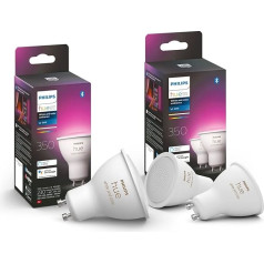 Philips Hue White & Colour Ambiance GU10 LED spuldzīte, 3 spuldzes, ar iespēju regulēt apgaismojumu, līdz 16 miljoniem krāsu, kontrolējama ar lietotni, saderīga ar Amazon Alexa (Echo, Echo Dot)