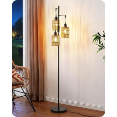 EDISHINE stāvlampa dzīvojamā istaba 163 cm, retro stāvlampa ar regulējamu apgaismojumu, industriālā stāvlampa melnā krāsā ar LED E27 spuldzi, 3 metāla lampas abažūrs modernai apdarei guļamistaba, dāvana