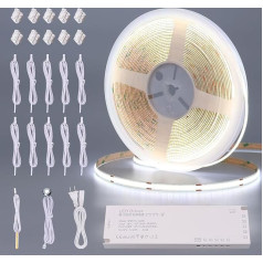 BENLUN COB COB LED sloksne zem korpusa Virtuves gaisma 10 m Dimmable 6000 K Cool White 12 V sloksne ar izgriezumu un AC 220 V barošanas avotu virtuvei, skapjiem, vitrīnām