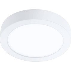 EGLO connect.z Fueva-Z Smart Home LED vannas istabas griestu gaisma, diametrs 21 cm, ZigBee lietotne un balss vadība, gaismas krāsa (silti balta/auksti balta), aptumšojama, metāla virsmas gaisma, balta, IP44