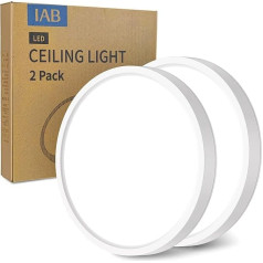 IAB 2 x LED griestu gaisma Plakanā griestu gaisma LED 4000 K modernas apaļas baltas lampas IP44 ūdensizturīga vannas istabas lampa Ultra plāns diametrs 23 cm LED griestu gaisma vannas istabai/dzīvojamai istabai