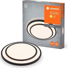 LEDVANCE Orbis Berlin LED griestu gaisma 490 mm, melna, 36 W, 4150 lm, silti balta gaismas krāsa, ļoti viendabīga gaismas sadale, ilgs kalpošanas laiks, fiksēts LED modulis, apaļa, IP20 aizsardzības klase,