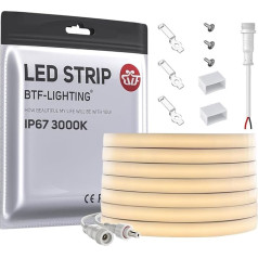 BTF-LIGHTING FCOB FCOB Elastīga augsta blīvuma LED lente 5 m 480 LEDs/M Silti balta 3000 K 10 W/M 24 V IP67 ūdensizturīga Dimmable COB LED gaismas lente telpu dekorēšanai (bez kontroliera un barošanas avota)