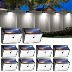 nipify Pack of 10 Solar Lights Motion Sensor, 168 LED Super Bright Solar Light Solar Spotlight Outdoor, 3 režīmi IP65 ūdensizturīgs saules āra apgaismojums sienas gaisma āra notekcaurules garāžai