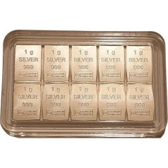 nelier Valcambi sudraba stienis kapsulā Silver 10 g - 10 x 1 g stienis CombiBar Šveice