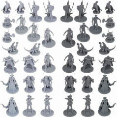 Fantāzijas galda miniatūras Dungeons and Dragons - 28 mm - 10 unikāli dizaini - nepabeigtas miniatūras - ideāli piemērotas D&D miniatūrām - 40 gab. iepakojumā