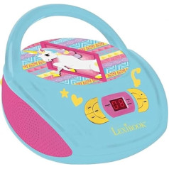 Lexibook Boombox Unicorn Unicorn CD atskaņotājs, AUX ieejas ligzda, USB ports, darbojas ar maiņstrāvu vai akumulatoru, zils / rozā, RCD108UNI_10