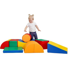 IGLU SOFT PLAY Adventure 8 XL mīksto klucīšu komplekts Milzu klucīši Putu klucīši Neslīdoši daudzkrāsaini daudzkrāsaini