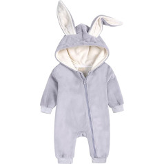 Verve Jelly Toddler Baby Girls Boys Onesies Cotton Romper Rabbit Ear Long Sleeve Zip Romper Bunny Pyjamas for 0-18 Months Baby