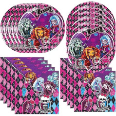 40 Pack Monster High Party Supplies ietver 20 šķīvji, 20 salvetes Monster High Party Dekorēšana