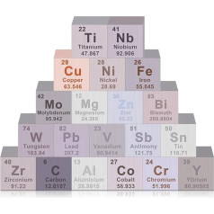 Sudemota 20 elementu kauliņu komplekts, elementu periodiskā tabula, volframa kauliņi, 0.39, kā attēlā, metālu kolekcija elementiem