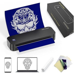 TATELF Stencil Printer Bluetooth A4 Thermal Printer Tattoo Printer Wireless with 2600 mAh Battery 20 Sheets Transfer Paper One Roll Thermal Paper for Android and iOS Phone & PC