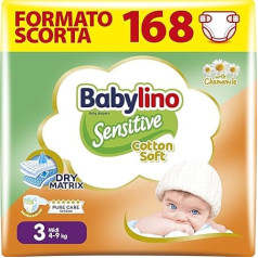 Babylino Sensitive bērnu autiņbiksītes 3. izmērs, Midi (4-9 kg), 168 autiņbiksītes