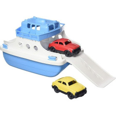 Green Toys Ferry Boat, zils/balts 4C - simulācijas spēle, motorika, rotaļlieta vannai bērniem, peldošais transportlīdzeklis, nesatur BPA, ftalātus, PVC, var mazgāt trauku mazgājamā mašīnā, pārstrādāta plastmasa, ražots Latvijā