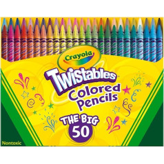 CRAYOLA Twistables krāsojamo zīmuļu komplekts, mākslas piederumi, dāvana bērniem, 50 gab. iepakojums