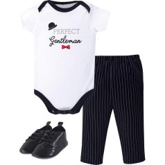 Little Treasure Baby Boys kokvilnas Bodysuit bikses un kurpes komplekts - 9-12 mēneši, Gentleman