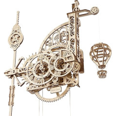 UGEARS Aero Clock 3D Puzzle - Aero pulkstenis ar svārstu - 3D koka puzles veidošana - Koka konstruktoru komplekts - Koka modeļu komplekts pieaugušajiem - Mehāniskais modelis - Sienas pulkstenis ar svārstu - Mehāniskās konstrukcijas komplekti