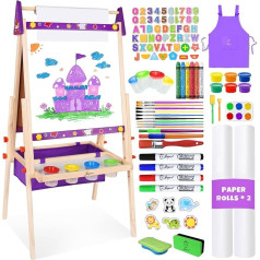 Joyooss Art Easel for Children, Adjustable Standing Wooden Toddler Kids Easel Double-Sided Drawing Board 131