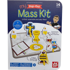 My PopOut Mass Kit | Izlocīt, salikt un spēlēt misi | Galda grāmatas vecums ar iecienītākajiem mises piederumiem | Lieliska aktivitāte bērniem, lai uzzinātu par misi un ņemtu līdzi uz pirmo komūniju.