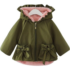 Famuka Ziemas zīdaiņu meiteņu jakas ar biezu flīsa oderējumu ziemas mētelis Cute Ruffle Outwear Green 6-12 Months, zaļš, zaļš