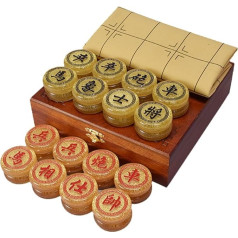 Xiangqi ķīniešu akrila šaha spēle ar ādas šaha galdu, puzzle spēles, ceļojumu galda spēles, stratēģijas spēles 2 spēlētājiem (zelta)