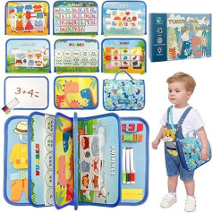 TUNJILOOL Busy Board Montessori rotaļlieta no 1 2 3 4 gadu mazbērniem Aktivitātes dēlis Motor Skills Toy Dāvana Boy Girl Baby Sensory Learning Toy Motor Skills Board for Travel Car Plane