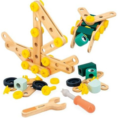 Janod - Brico'Kids J06454 100-Piece Barrel - Building Game Child - 98 Components + 2 Tools - Role Play - Promotes Hand Dexterity and Creativity - From 3 Years