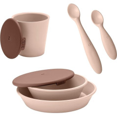 BIBS Complete Dinnerware Set Perfect for Introducing, Dishwasher Safe, BPA Free, Blush Free