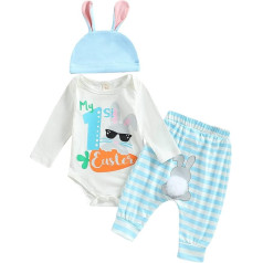 Geagodelia Baby Boys Girls Easter Clothing Outfit Easter Bunny Baby Clothing Set Body Top + Trousers Newborn Soft Baby Set My First Easter