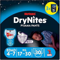 Huggies DryNites pidžamas apakšbikses Spiderman, 4-7 gadi, 30 gab. iepakojumā